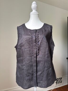 PRECIS 100% Raime Boho Festival Summer Lagenlook Button Up Vest Sz 16